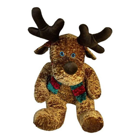 Large Plush Christmas Moose With Scarf & Antlers EUC Cuddly Buddy - Picture 5 of 6